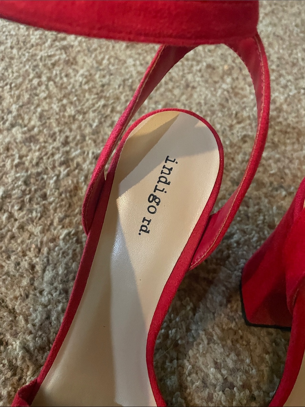 Indigo Rd Red Ruffle Ankle-Strap Block Heels 9M - Picture 2 of 9